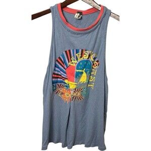 We The Free Womens Petite S Blue Retro Boho Festival West Coast Graphic Tank Top